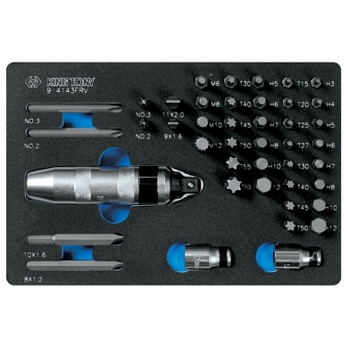 KING TONY Набор вставок (бит) и ударная отвертка, ложемент, 43 предмета KING TONY 9-4143FRV