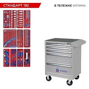 Набор инструментов 192 предмета, "СТАНДАРТ 192", в серой тележке МАСТАК 52-05192G