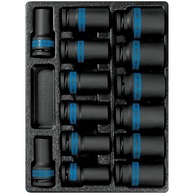 KING TONY Набор ударных глубоких торцевых головок 3/4", ложемент, 14 предметов KING TONY 9-6414MP