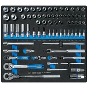 KING TONY Набор торцевых головок 1/4", 3/8" с принадлежностями, ложемент, 75 предметов KING TONY 9-5575MRV02