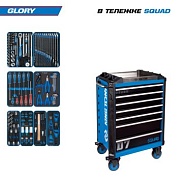 Набор инструментов 152 предмета, "GLORY", в синей тележке KING TONY 9SQ31-152MRV