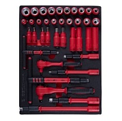 KING TONY Набор торцевых диэлектрических головок с принадлежностями 1/4", 3/8", шестигранные, 5-19 мм, ложемент, 38 предметов KING TONY 9-55VE01MRV