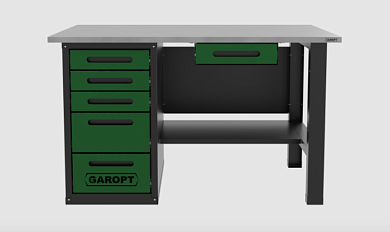 Верстак с ящиком однотумбовый 5 ящиков, зеленый 1400*700 Garopt, GT1400STY1Y5.green