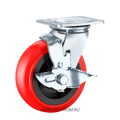 SCpnb 63 Большегрузная полиуретановая поворотная колесная опора с тормозом д150 (VILS)