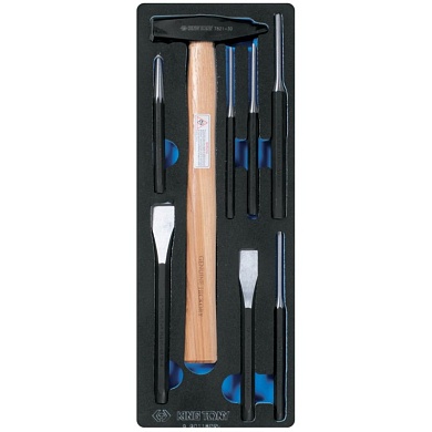 KING TONY Набор зубил, выколоток, кернеров с молотком, ложемент, 8 предметов KING TONY 9-90118PRV